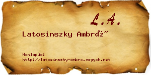 Latosinszky Ambró névjegykártya